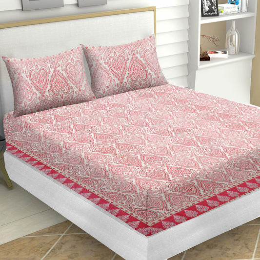 Pink Bedsheet with traditional Rajasthani print