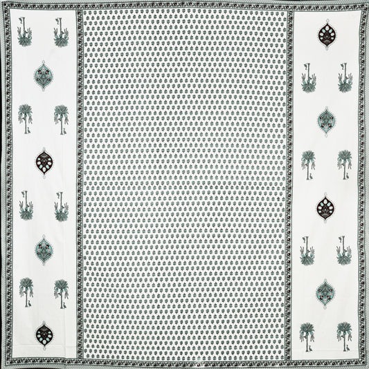 Green & Grey Colour Floral Bedsheet