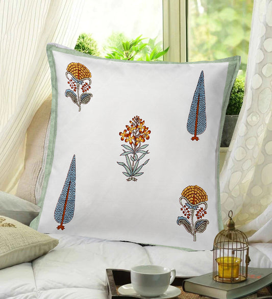 Blue & Yellow floral Cushion Cover