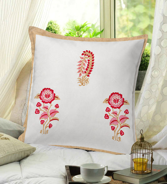 Brown & Pink Floral Cushion Cover