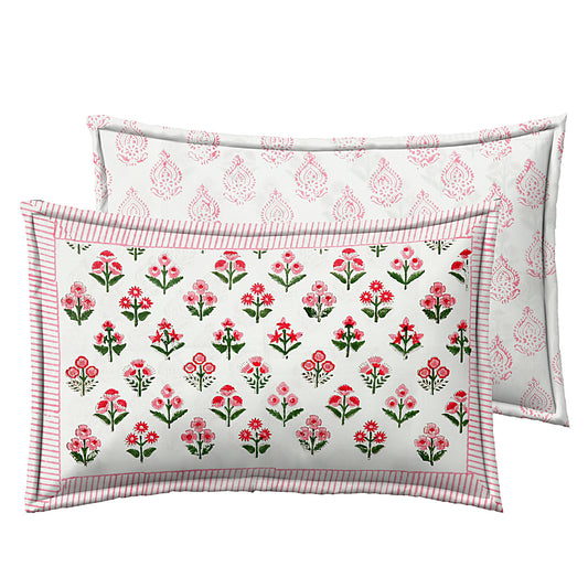 Red & Pink Floral Bedsheet