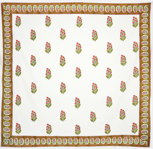 Red flowers & Green stem Bedsheet