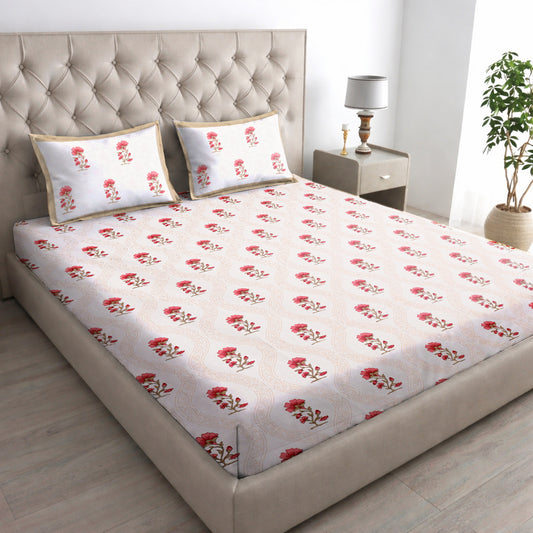 Peach Floral Bedsheet