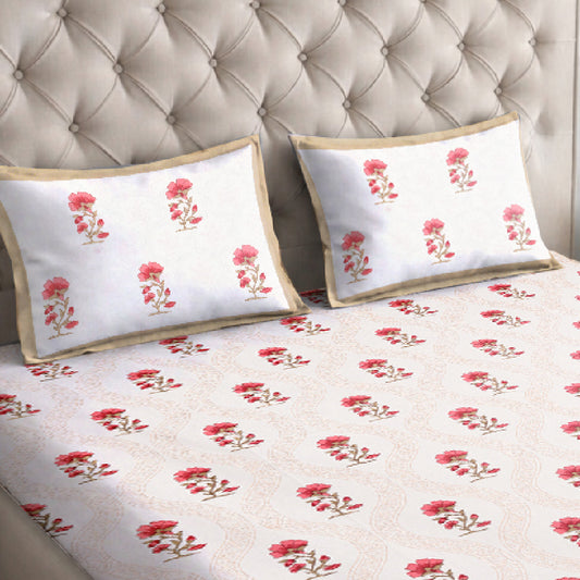 Peach Floral Bedsheet