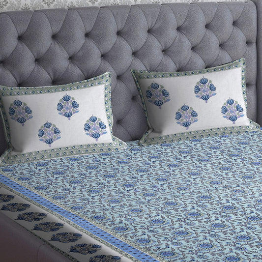Blue Floral Bunch Bedsheet