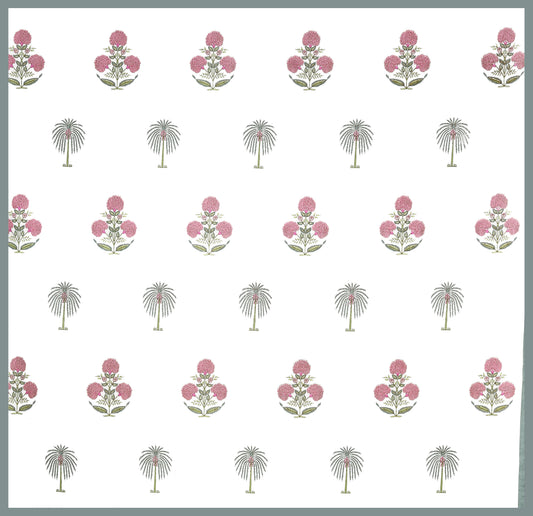 Green Palm tree & Pink flower Bedsheet