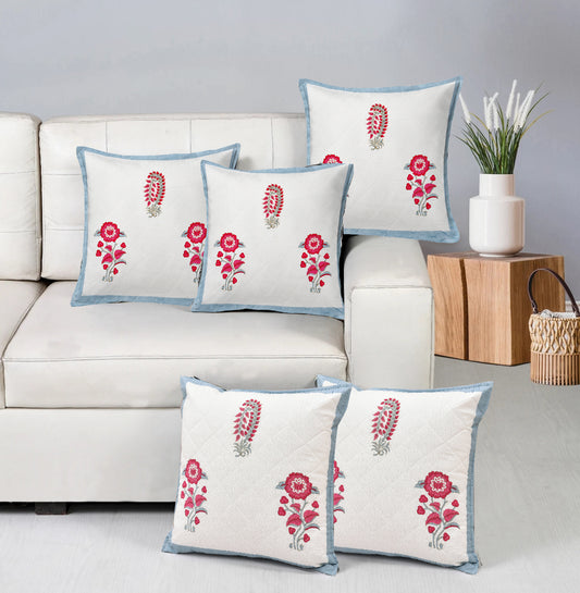 Pink & Blue Floral Cushion Cover