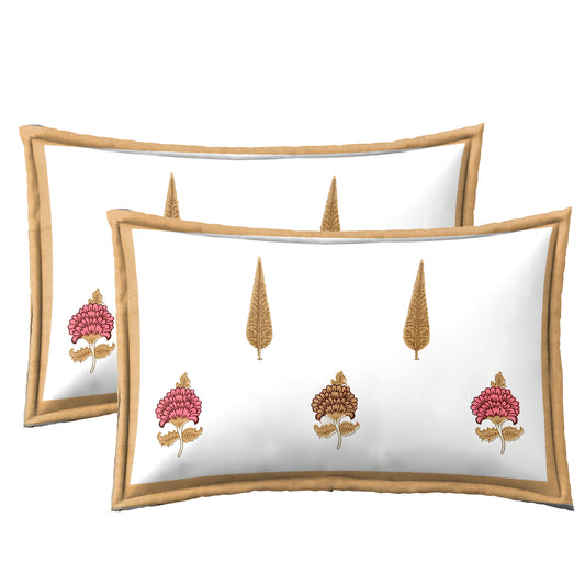 Jaal Bedsheet with Brown & Pink Flowers