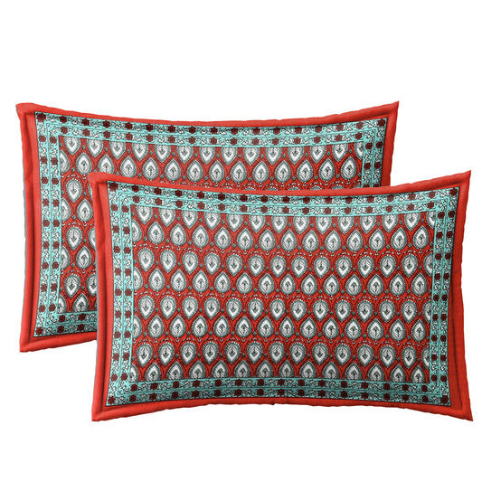 Maroon Floral Bedsheet with Green Border