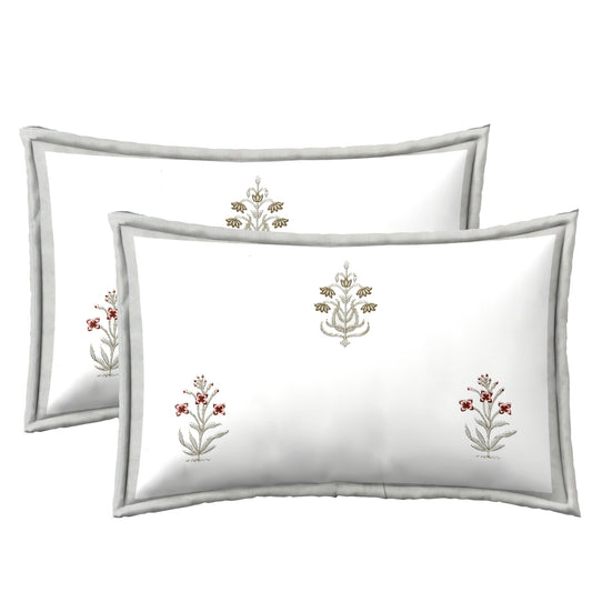 Jaal Bedsheet with Grey & Maroon flowers