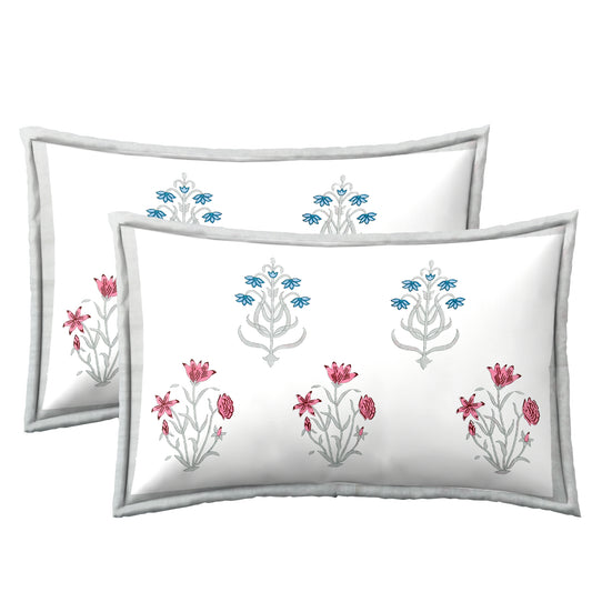 Jaal Bedsheet with Blue & Pink Flowers