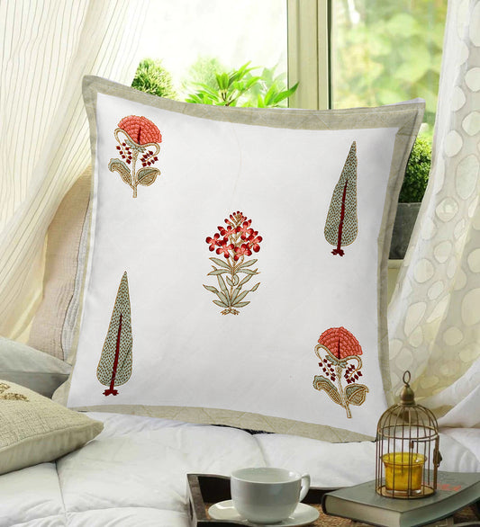 Green & Orange Floral Cushion Cover