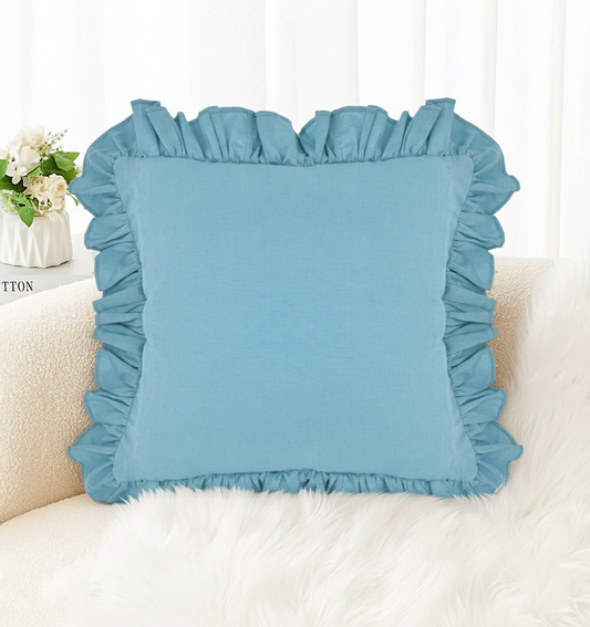 Turquoise Ruffle Cushion Cover