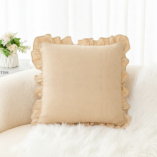 Brown Ruffle Cushion Cover