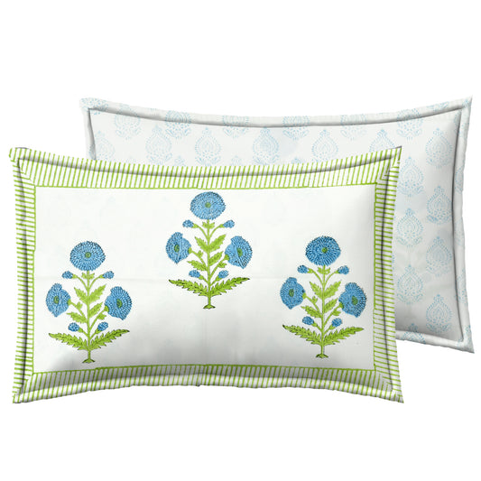 Blue Flowers with Green stem Bedsheet
