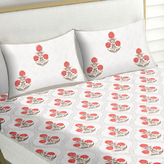 Orange floral Bedsheet