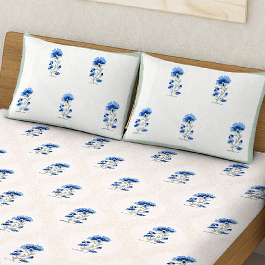 Blue Floral Bedsheet