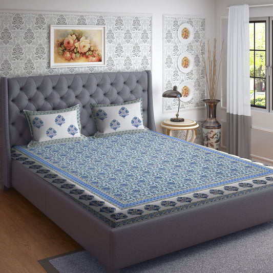Blue Floral Bunch Bedsheet