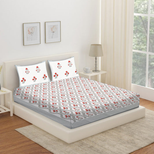 Jaal Bedsheet with Orange Flowers