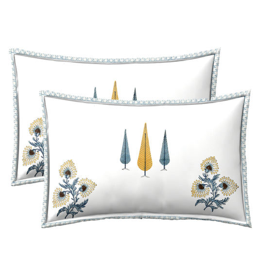 Blue & Mustard Yellow Tree Bedsheet