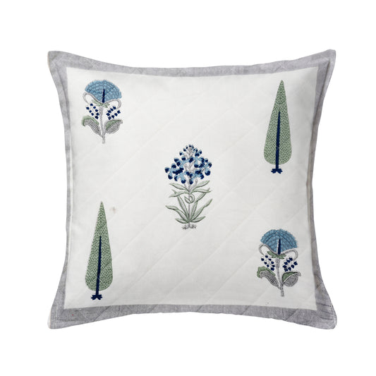Grey & Blue floral Cushion Cover