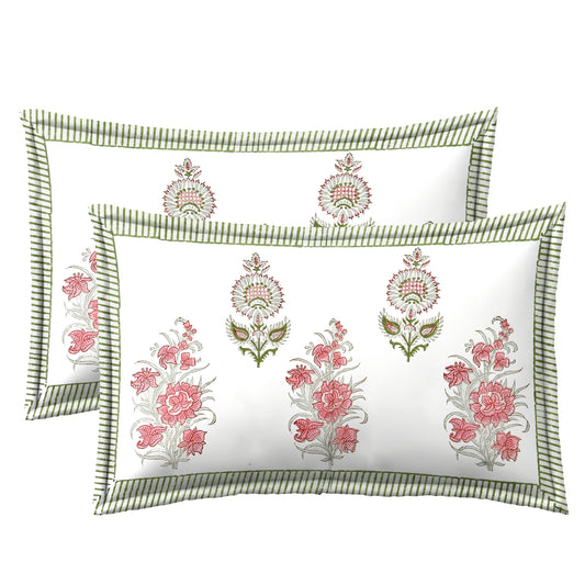 Pink & Green Floral Bedsheet