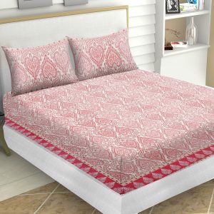 Pink Bedsheet with traditional Rajasthani print