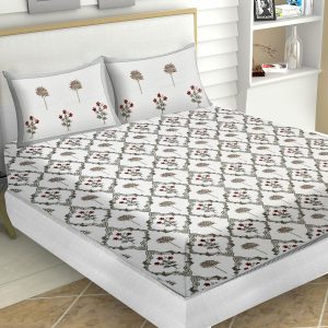 Jaal Bedsheet with Grey Palm trees