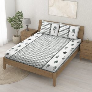Green & Grey Colour Floral Bedsheet