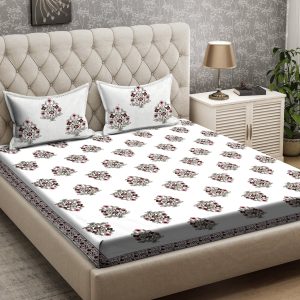 Pink & Maroon floral Bedsheet