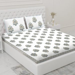 Blue & Grey Floral Bedsheet