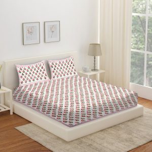 Red & Pink Floral Bedsheet