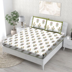 Jaal Bedsheet with Pink & Yellow flowers