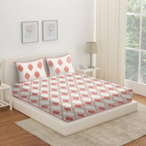 Peach Jaal Bedsheet