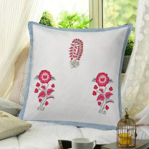 Pink & Blue Floral Cushion Cover
