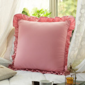 Peachy Pink Ruffle Cushion Cover